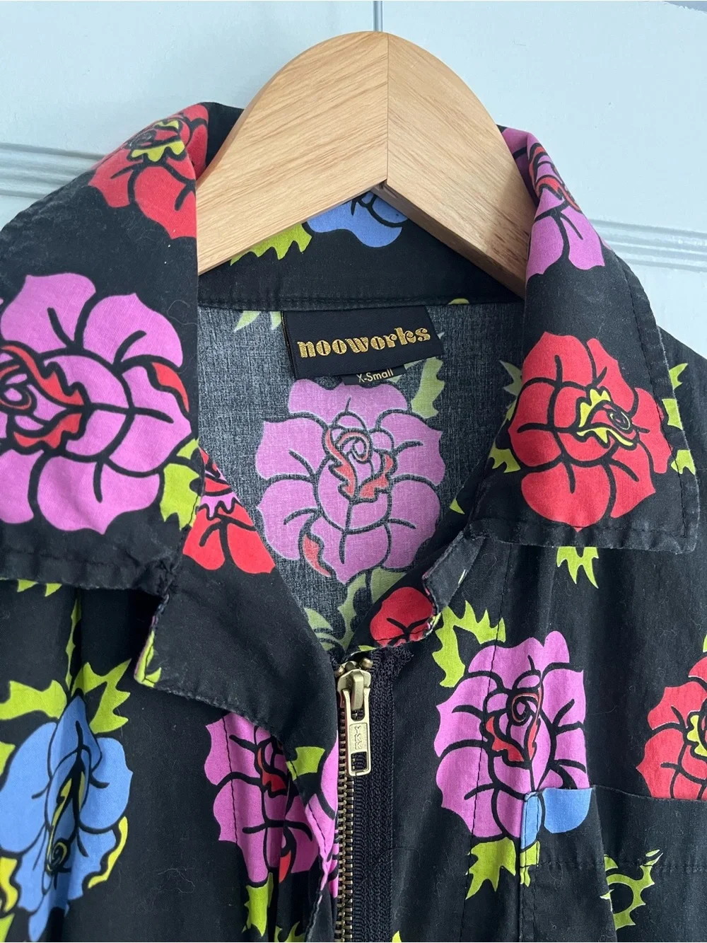 Nooworks Black Floral Jumpsuit with Pink, Blue & Yellow Roses - Picture 3 of 9